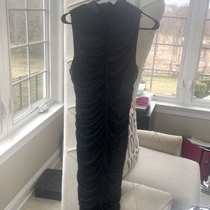 ASHLEY STEWART CURVY GIRL BLACK Ruched sleeveless , mock neck dress